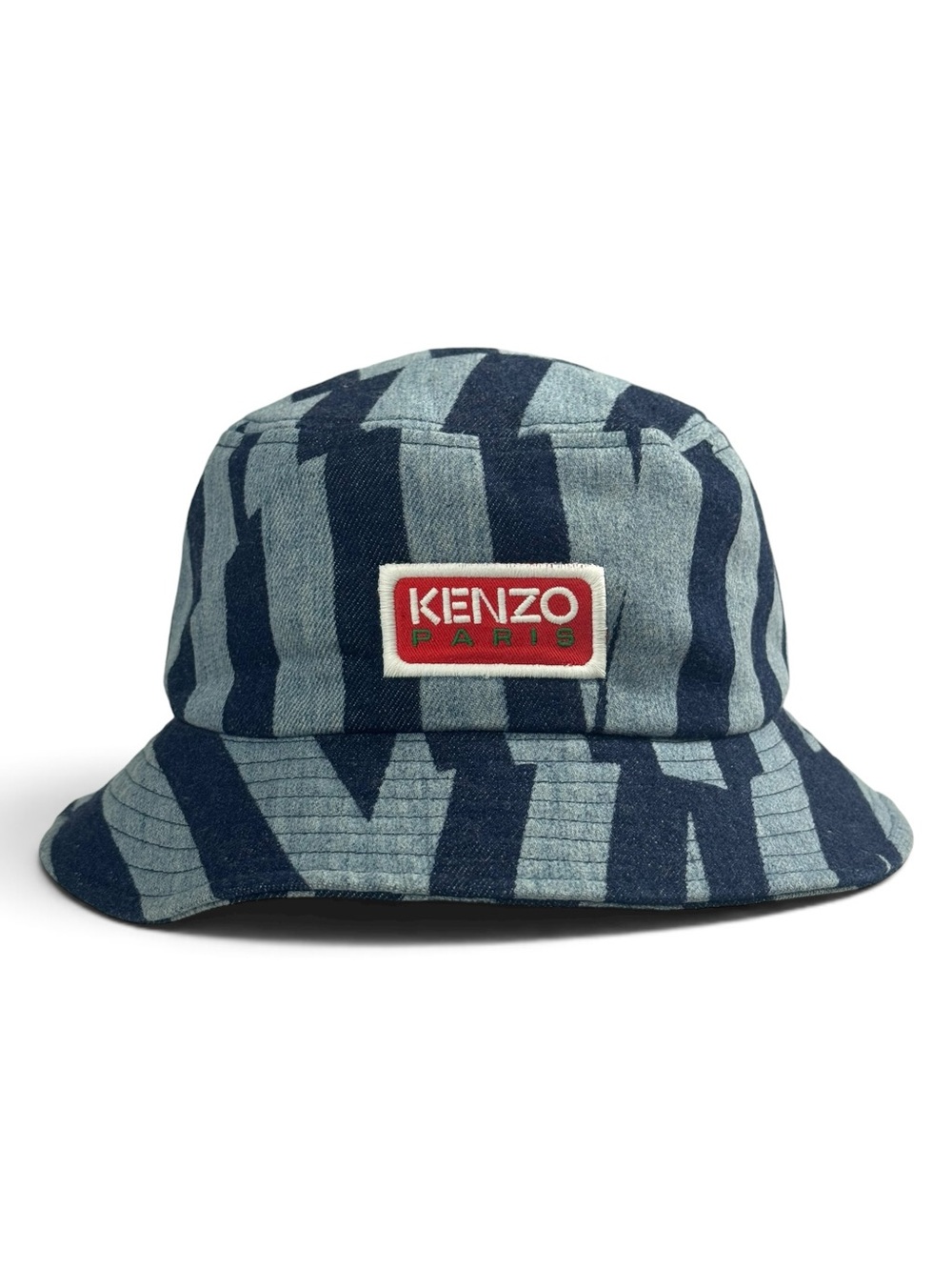 Kenzo Dazzle Stripe Denim Bucket Hat in Rinse Blue Denim Size U
